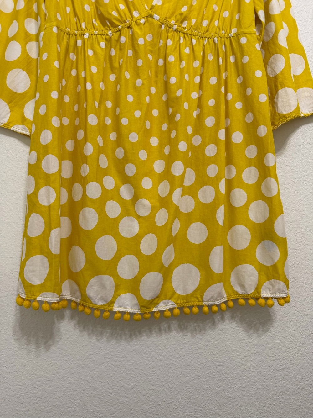 Boden Polka Dot Pom Pom Bell Sleeve 100% Cotton Tunic Cover Up 12R - Picture 5 of 10